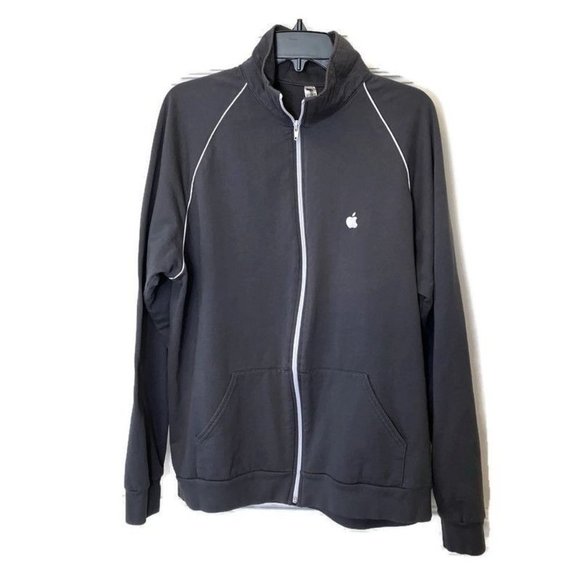 𝅺AMERICAN Apparel Gray Apple Store Full Zip Embroidered Sweatshirt XL MENS RARE - Picture 1 of 9